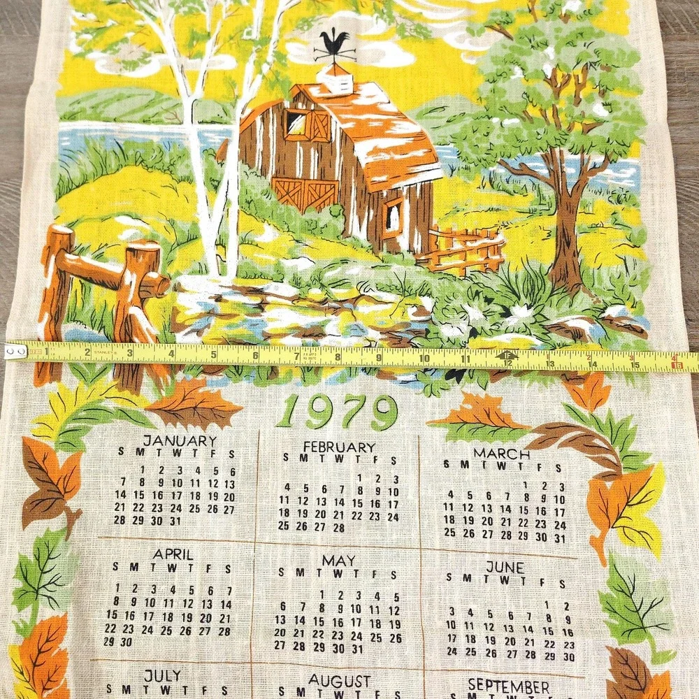 Vintage 1979 Cottage Farmhouse Decor‎ Linen Tea Towel Calendar
